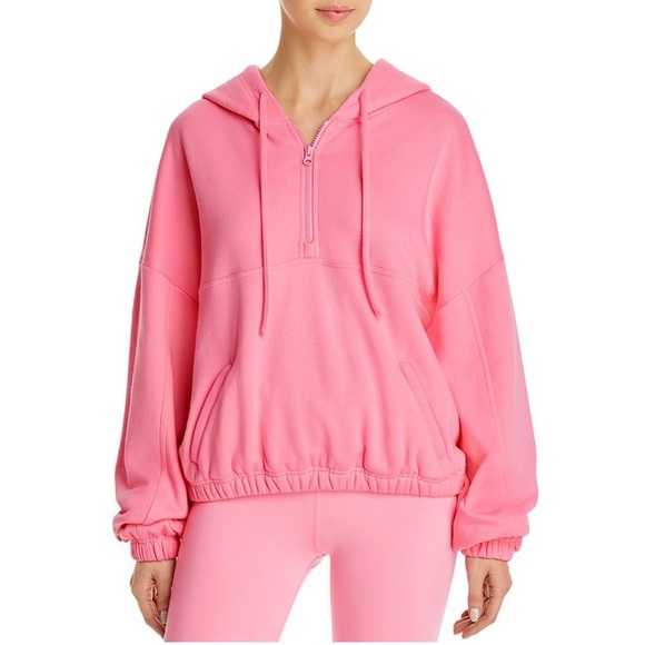 ALO Yoga Tops - ALO Yoga Stadium Half Zip Hoodie Sweatshirt In Macaron Bright Pink Size L